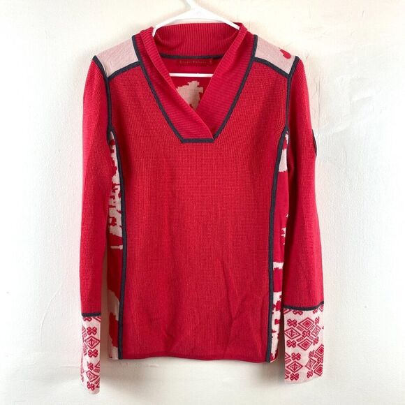 Krimson Klover Pullover Merino Wool Ski Sweater Sleigh Ride Elk Size M Red - Picture 1 of 10